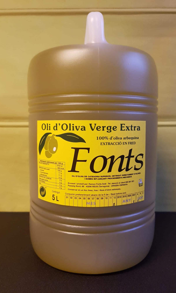Aceite de oliva arbequina virgen extra del chorro filtrado 5l